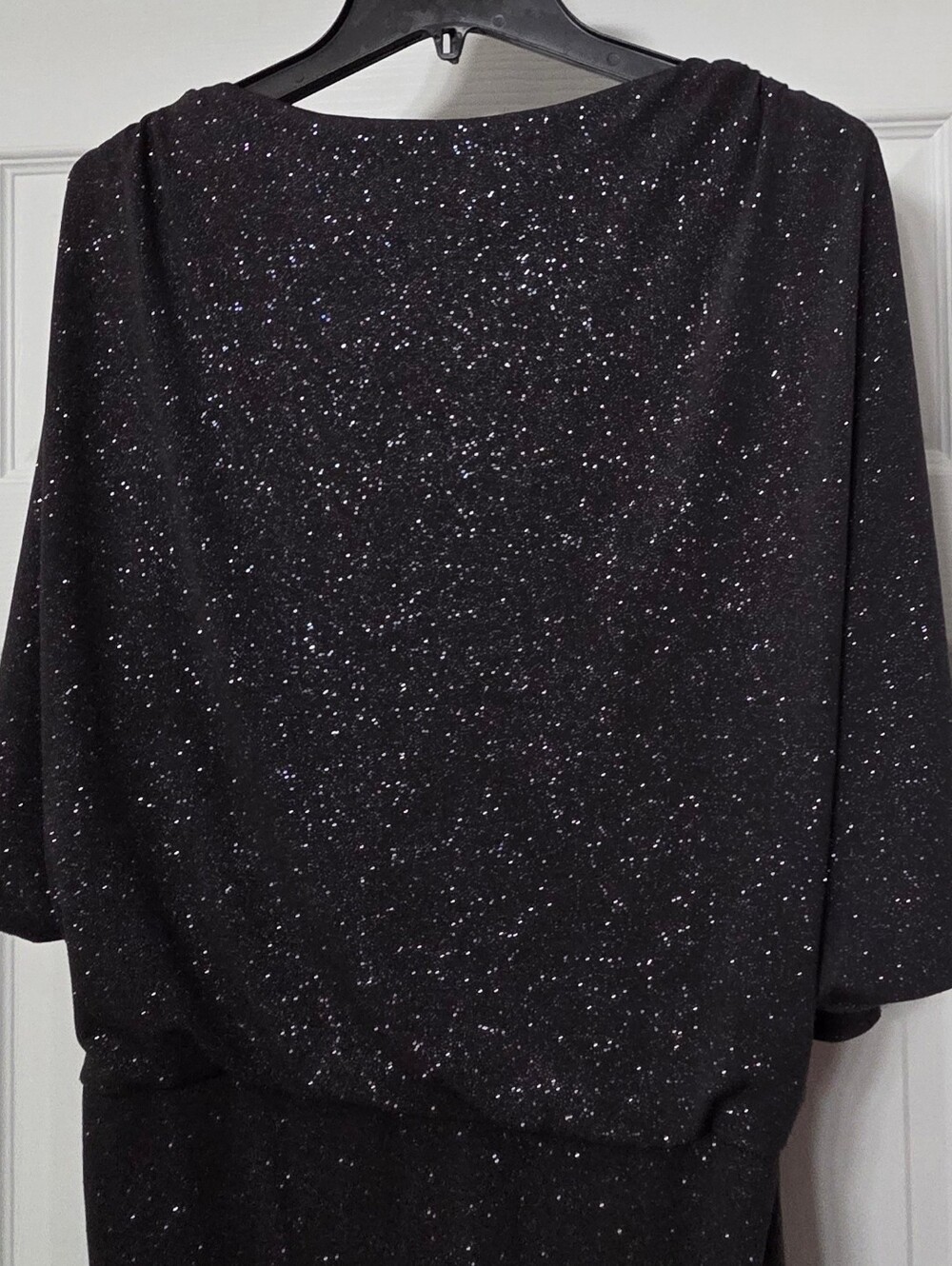 Betsy & Adam Black Sparkle Split-Sleeve Cocktail Dress Size 4 - Picture 11 of 14